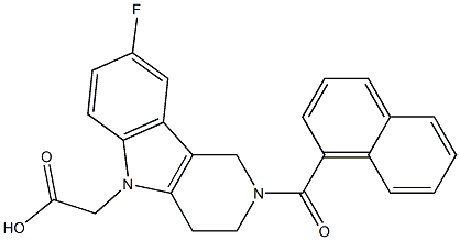 2-(2-(1-naphthoyl)-8-fluoro-1,2,3,4-tetrahydropyrido[4,3-b]indol-5-yl)acetic acid Structure
